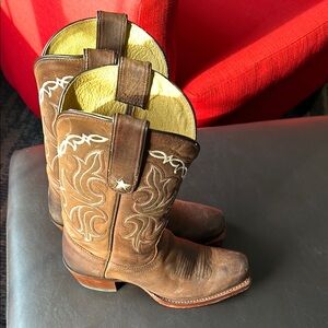 Tony Lama Vaquero Kids Brown Western Cowboy Boots size 5B